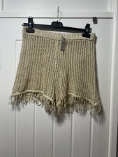 Beige knitted crochet shorts size small brand new with tags