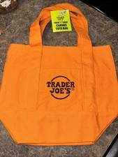 Trader Joes Mini Canvas Tote Bag Trick or Treat 🎃 Orange New With Tags