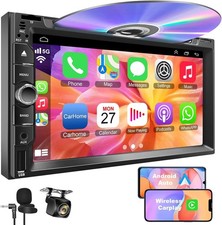 Double Din Car Stereo CD/DVD Player Apple CarPlay/Android Auto GPS 7" Double din