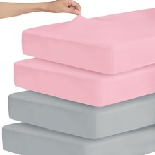 Fitted Stretchy Crib Sheets 4-Pack for Standard Toddler Mattress, Soft