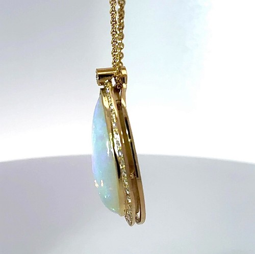 Anhänger 14Karat Gelbgold (585) mit äthiopischem Opal & Brillanten + Ankerkette - Bild 11 von 13