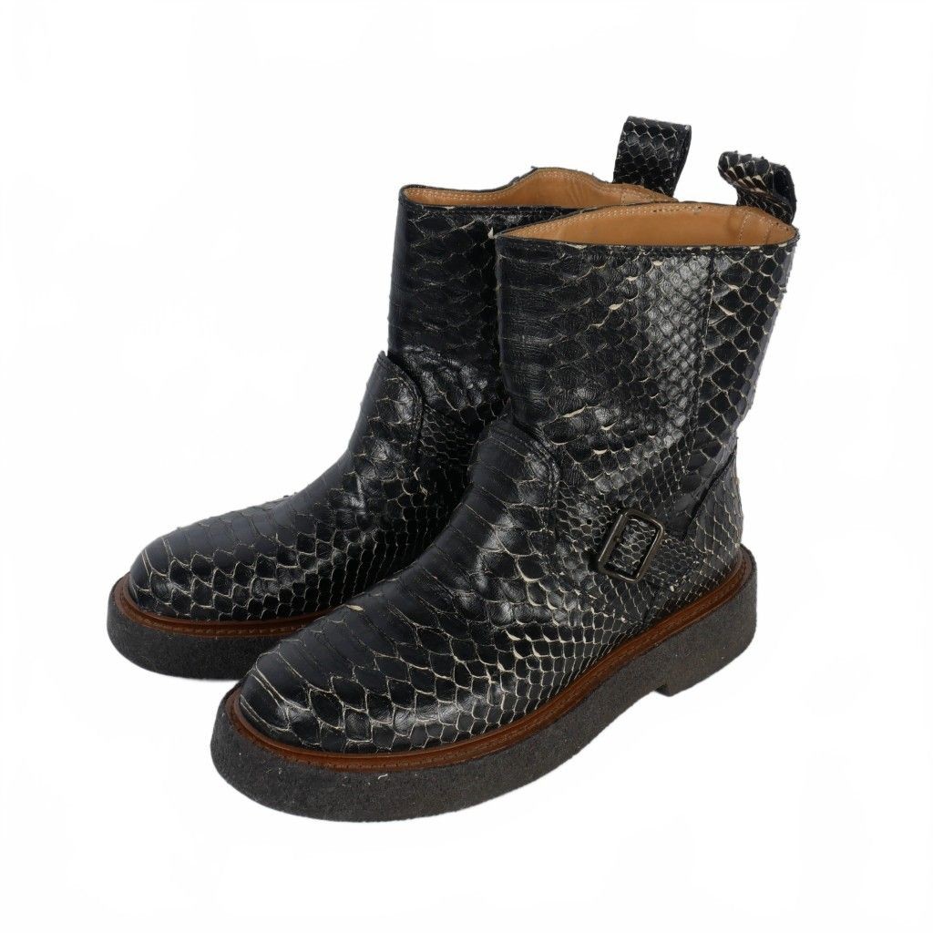 Martin Margiela Python Leather Engineer Boots Bla… - image 1