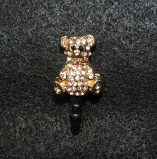 1 Cellphone 3.5mm Rhinestone Dust Plug Cute Gold Bear