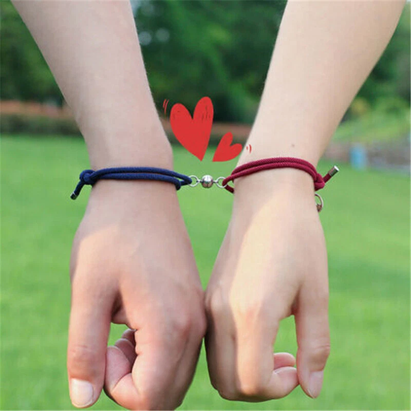 Love Friendship Distance Braided Rope Bracelet Magnetic Couple