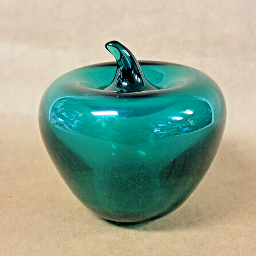 VTG BLENKO Green Apple Paperweight Hand Crafted Art Glass 1960s - Picture 4 of 7