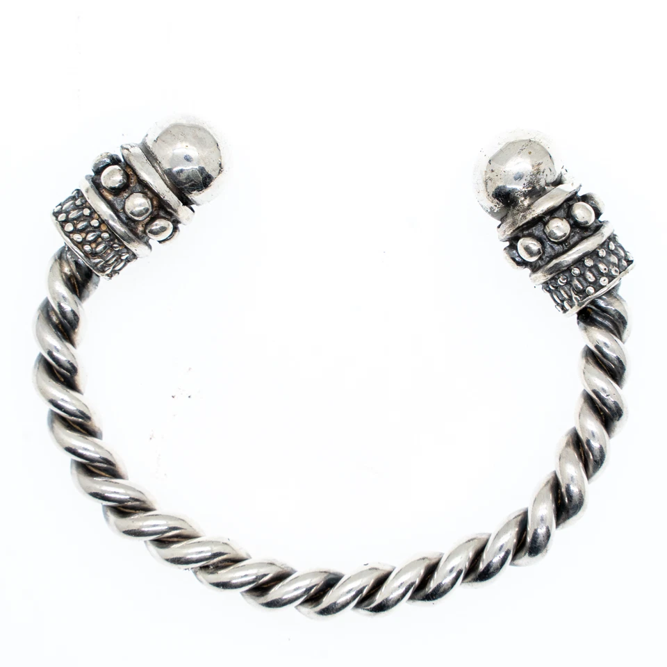 925 silver torc torque ball bracelet bangle biker viking arm ring pagan