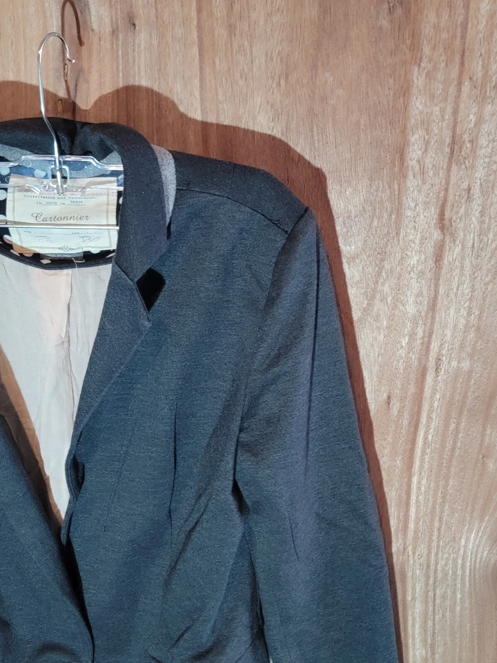 Cartonnier Chaqueta Blazer Mujer M Sencillo Pecho 1 Botón Hombrera Gris Foto 3 de 4