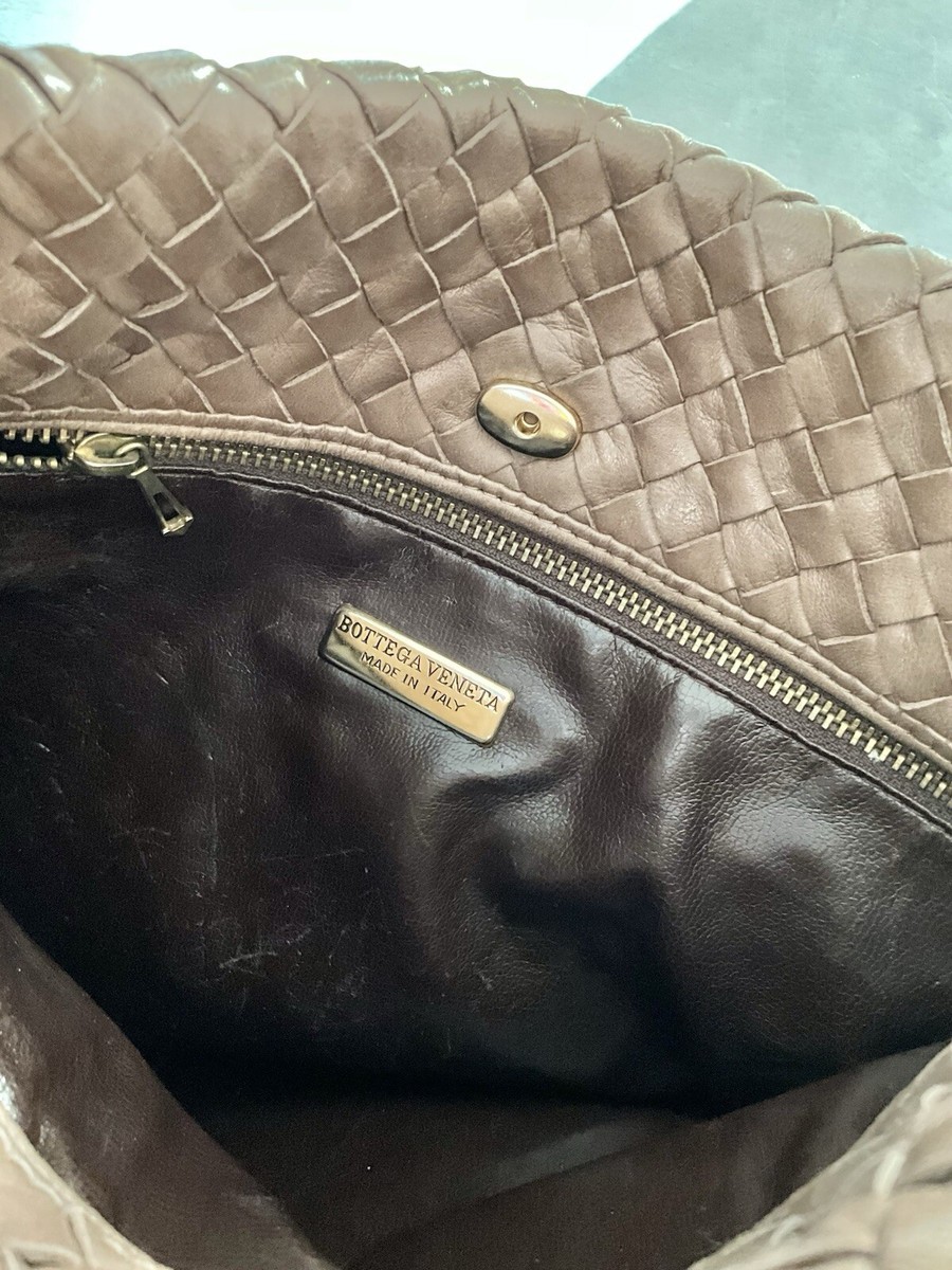 Vintage 1980's Bottega Veneta Taupe Intrecciato Leather Drawstring