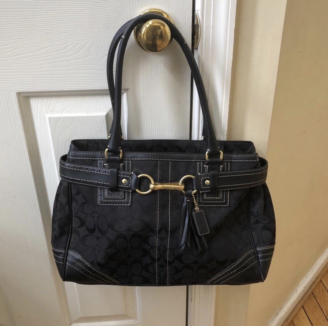 Coach Hampton Canvas & Leather Handbag Gem