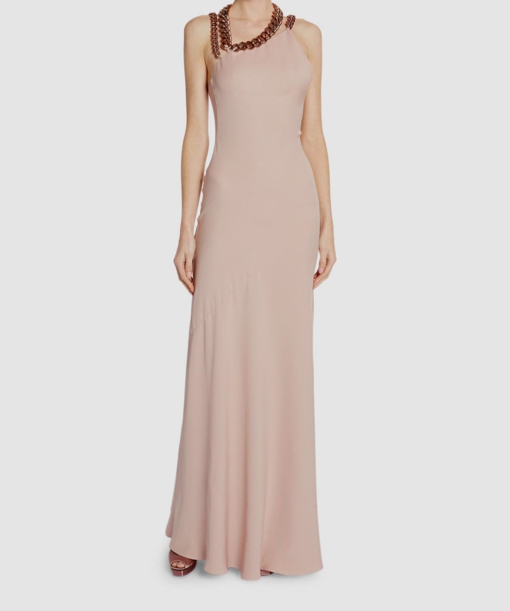 $5950 Tom Ford Women Pink Sleeveless Chain Strap Silk Gown
