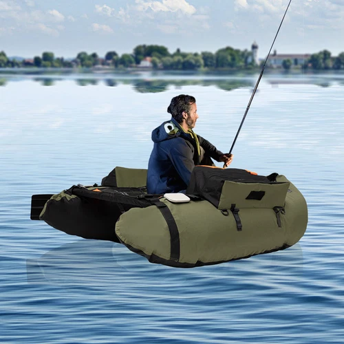 Portable Inflatable Boat Fishing Boat Raft Sport Outdoor Backrest Adjustable