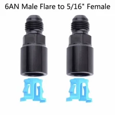 2x 5/16 to 6AN Fuel Rail Line Fitting Adapter Quick Disconnect Push Hardline