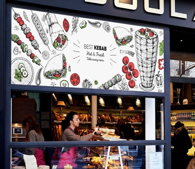 3D Grill Kebab Laden BBQ C1532 Fensteraufkleber Wandtattoo Tapeten Wandbild Amy