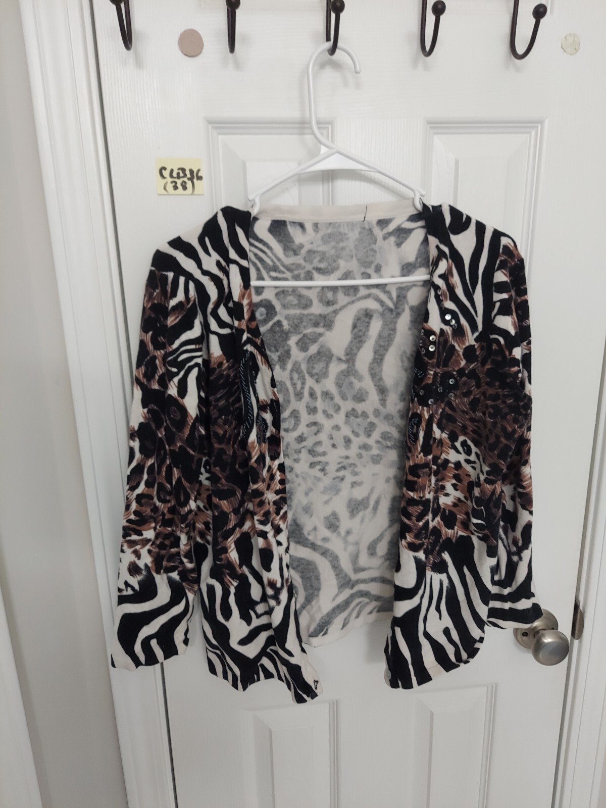 Women Cardigan Sweater Animal Print Sz 