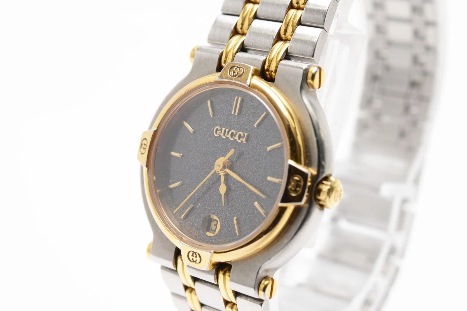 ⏯ Montre femme vintage GUCCI 9000L cadran noir argenté quasi neuve à quartz du JAPON