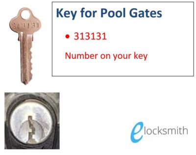Key for swimming pool gates fence safety Lock key 313131 - FREE POST | eBay