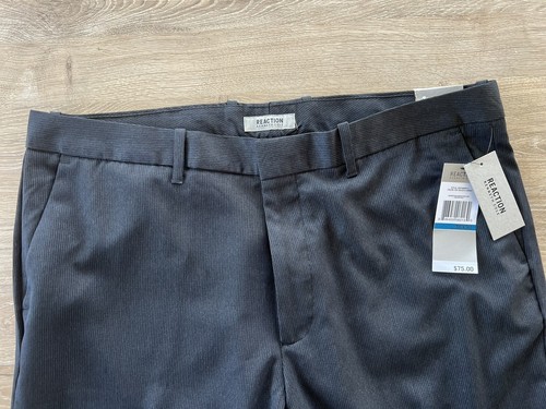 Kenneth Cole Reaction Men's Pants Size 36x30 Black Micro Pinstripe Slim Fit - Picture 4 of 16