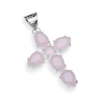 Rose Chalcedony Handmade Sister Gift Cross Design Pendant Jewelry 2.06" SSP-17