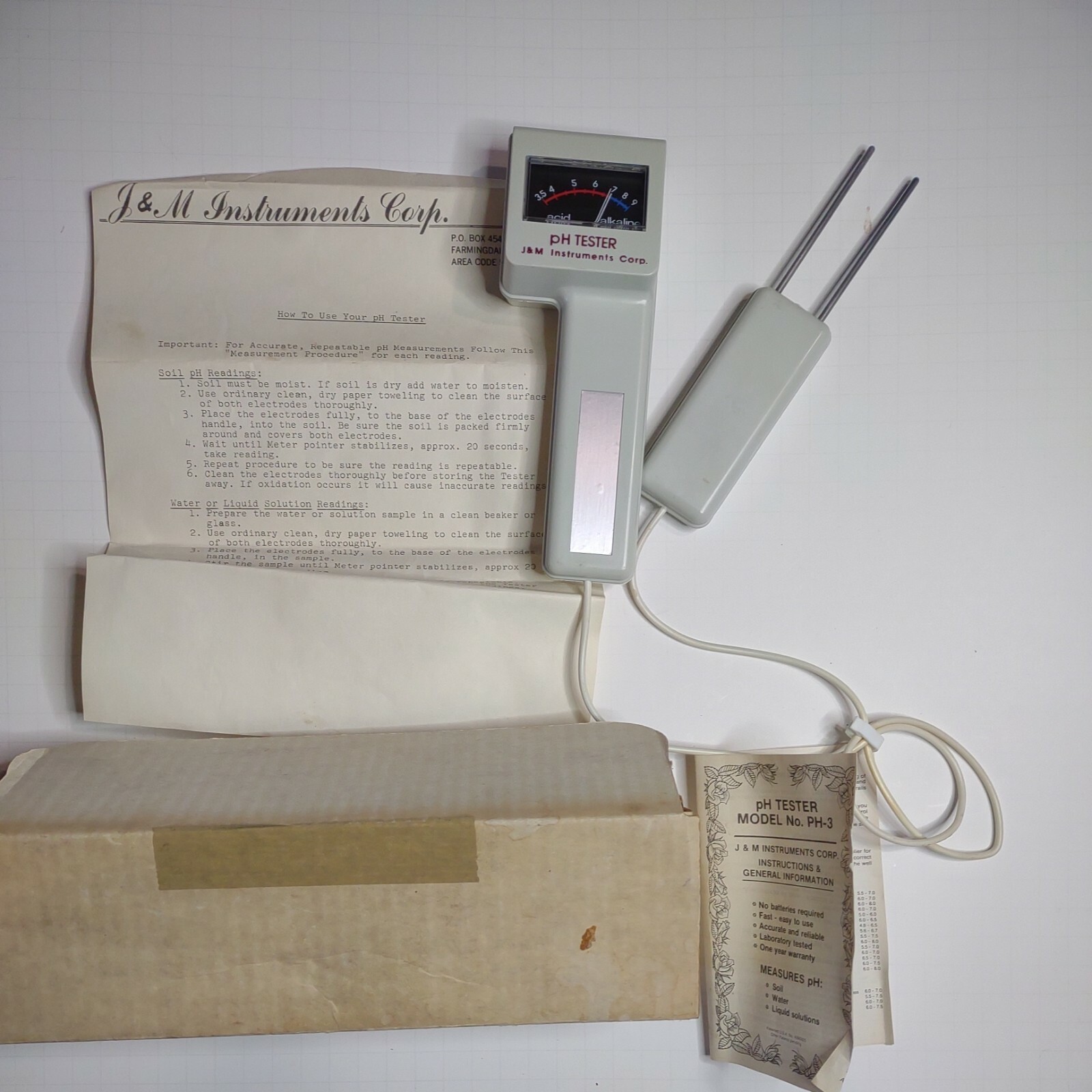 Vtg 1978 J&M instruments water Soil PH Meter Tester collectible Prop