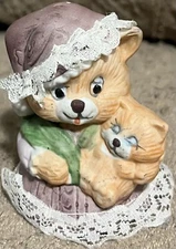 Jasco 2.75” Caring Critters Ceramic Ornament Anthropomorphic Bear Mom Baby Dress