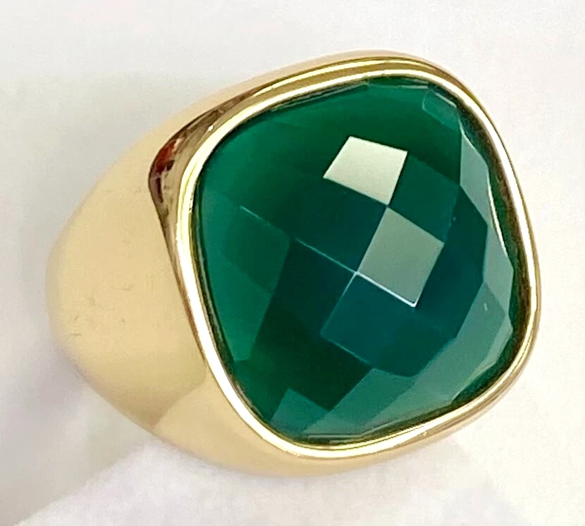 Anillo HSN Bellezza Joyería Colección Bronce Ágata Verde Talla 6 Foto 2 de 4