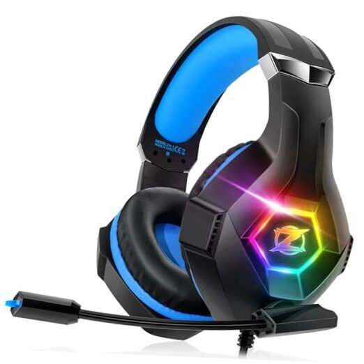 Gaming Headset for Ps5, Ps4, PC with 7.1 Surround Sound, Gaming Headphones Blue-image