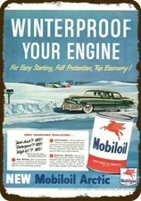 1949 MOBILOIL MOBILGAS MOBIL ARCTIC MOTOR OIL Vintage Look DECORATIVE METAL SIGN