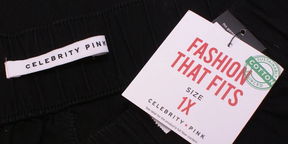 Celebrity Pink Women's Plus Size 1X Tapered Pull-on Black Pants, Elastic Waist - Image 3 of 3