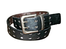 YOUTH LEVI STRAUSS M 26-28" BLACK/BROWN REVERSIBLE SYN LEATHER BELT 1.25" WIDE