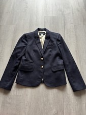 J Crew Schoolboy Blazer Women's Sz 6 Navy Blue Gold Button Wool Preppy Stretch