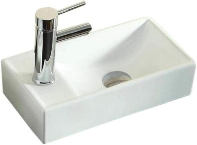 Kleines Garderobenbecken Keramik Wandmontage Waschbecken - 410 x 210 x 100 mm
