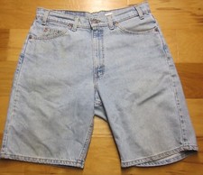 LEVI'S MEN'S WHITE TAB 550 RELAXED FIT 33W COTTON LIGHT BLUE JEAN SHORTS USA