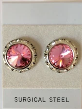 ROSE PIERCED EARRINGS go with horse show number magnets Rivoli Crystals