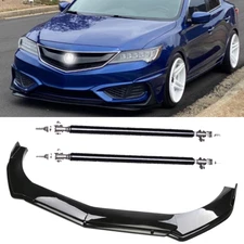 Front Bumper Lip Splitter Spoiler +Strut Rods Bar Rods For Acura ILX 13-19