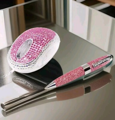 Designset aus Strassbesetzter Maus und Glitzerndem Touchpen Mouse Pink