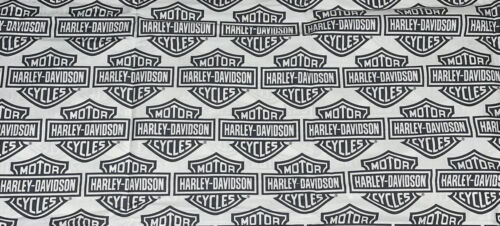 Harley Davidson Fabric Sewing Crafts Quilts 64” Wd x 15” Lg Black White Shield - Picture 3 of 3