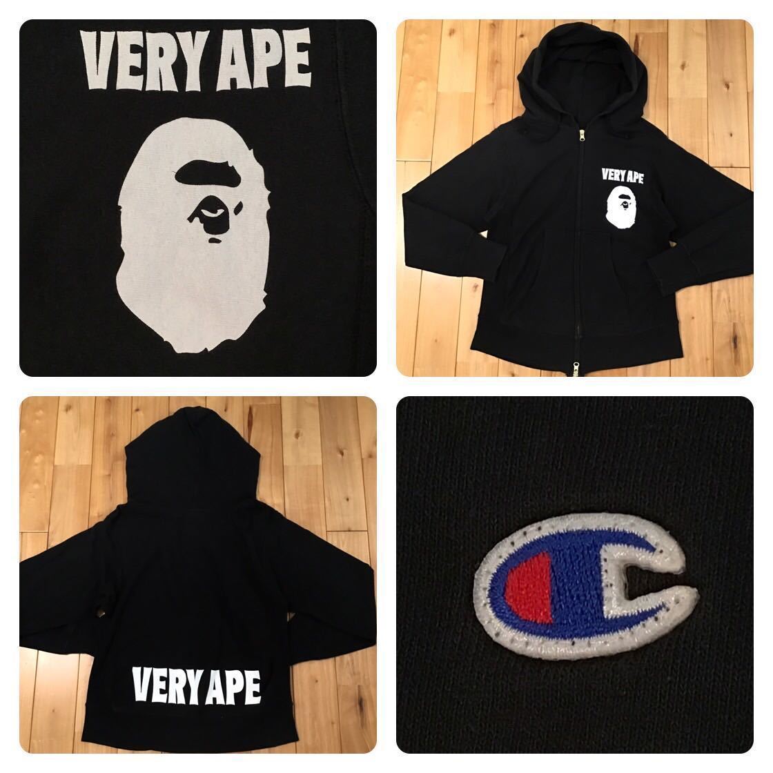 BAPE × CHAMPION VERY APE Reverse Weave Zip hoodie Black A BAPE × CHAMPION VERY APE Reverse Weave Zip hoodie Black A