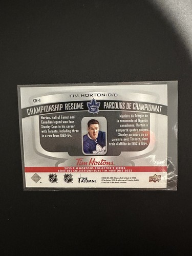 2023 Upper Deck Tim Hortons Championship Resume #CR-1 - TIM HORTON - Picture 2 of 2