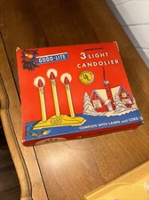 Vintage Good-Lite Molded Plastic 3 Light Candolier in Original Box**Works!