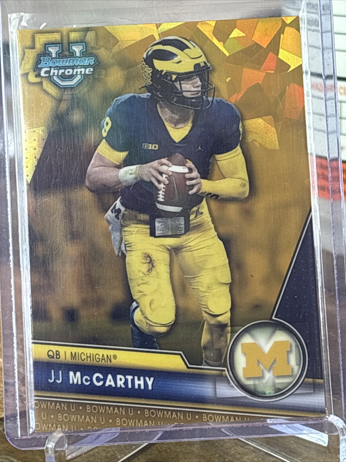 2023 BOWMAN CHROME U SAPPHIRE JJ MCCARTHY GOLD REFRACTOR #/50 #124