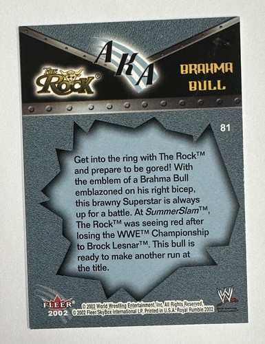 2002 Fleer WWE AKA Brahma Bull The Rock #81 - Picture 2 of 5