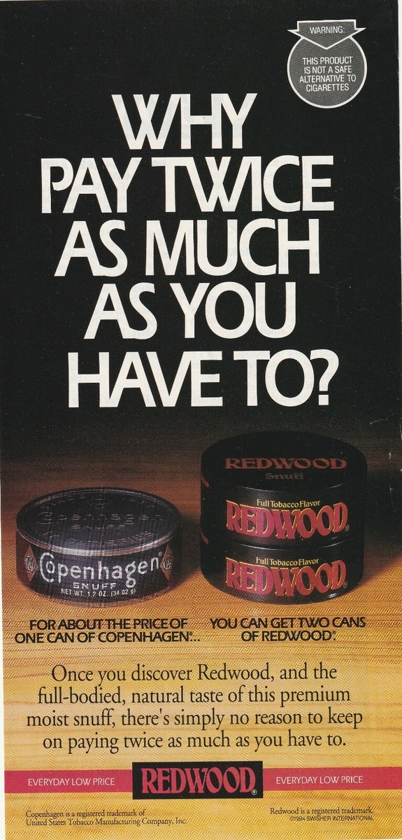 redwood tobacco Redwood stuff and Copenhagen snuff tobacco ephemera 5x11 inches