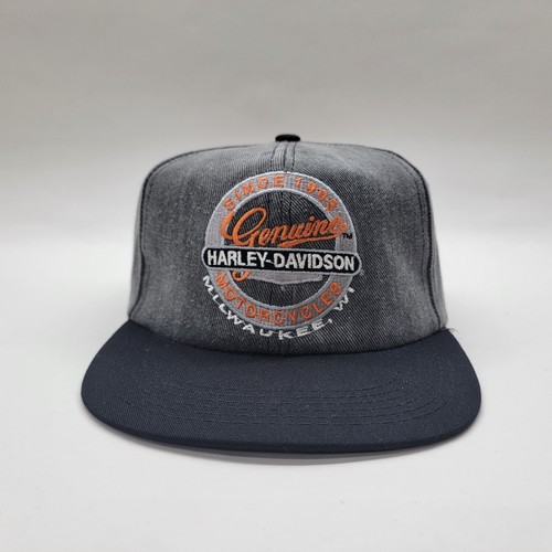 Harley Davidson Snapback Blockhead Hat Gray Black Embroidered Logo Milwaukee WI - Picture 2 of 11
