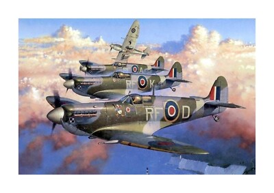 Spitfire Tally Ho!!! Royal Air Force 2. Weltkrieg A4 Poster mit Rahmenwahl