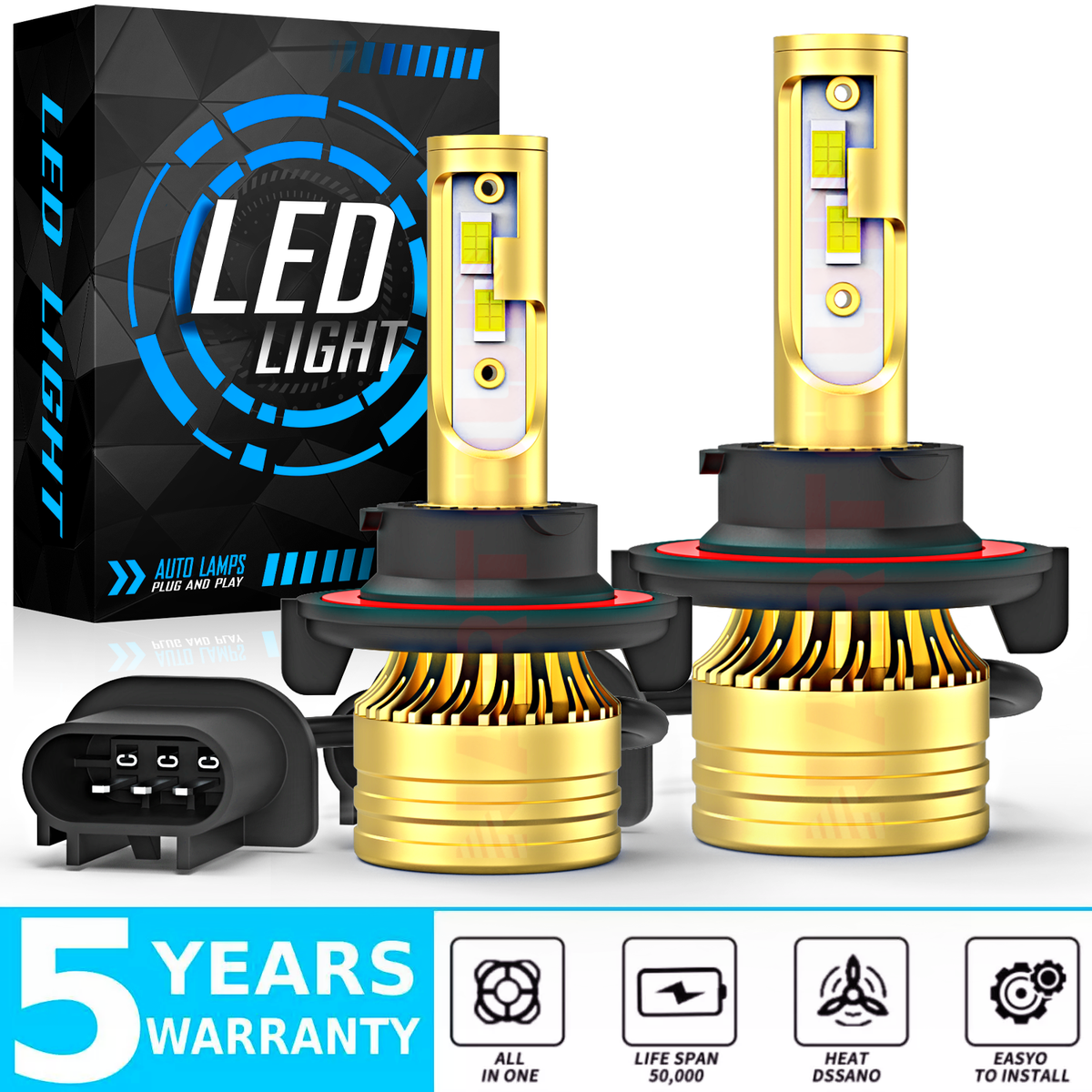 2Side H13 9008 LED Headlight Bulb 10000W 1000000LM Hi/Lo Beam Super Bright White - Foto 6
