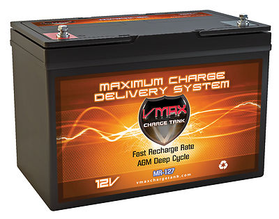 VMAX MR127-100 12V AGM Marine Battery for Aquos Haswing 55lbs Trolling Motor
