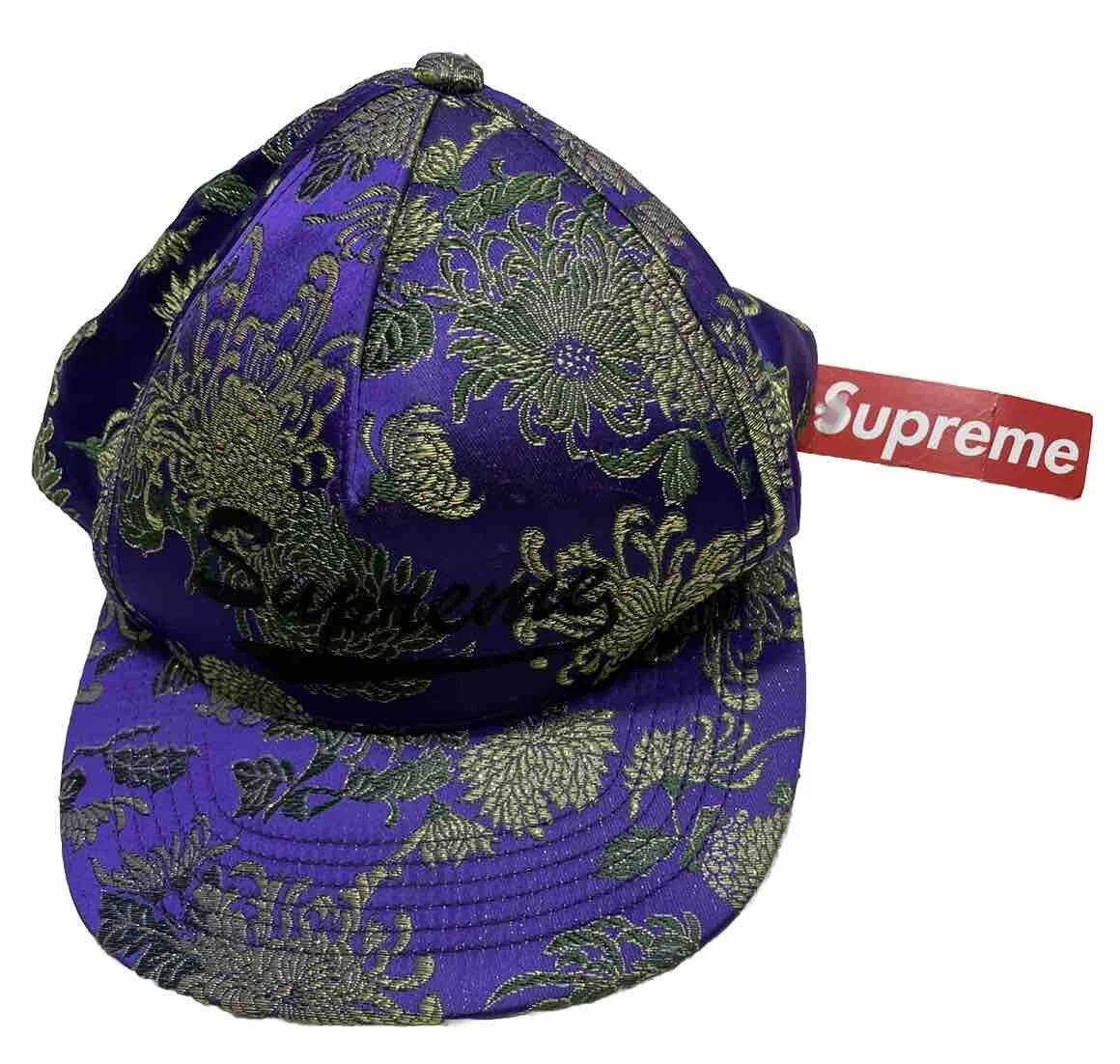 Casquette de baseball homme SUPREME Eastern Floral 5 panneaux violet neuve avec étiquette RARE Flatbill