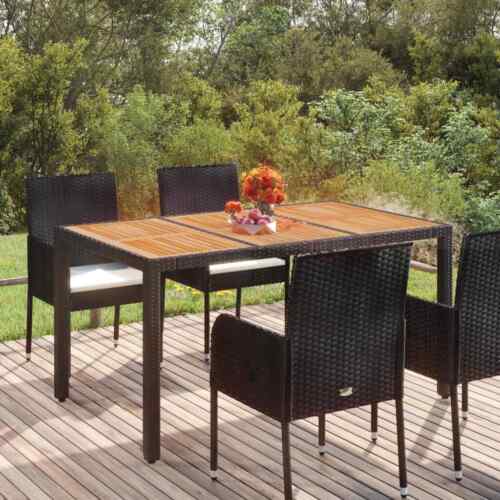 Mesa de Jardín Mueble de Comedor Balcón Patio Terraza Exterior Ratán PE vidaXL - Imagen 8 de 36