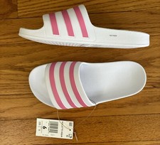 Adidas Slides Women s 6 White Pink Adilette Aqua Sandals Casualwear Footwear New
