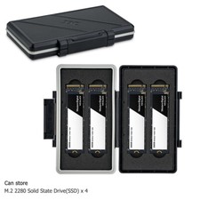 4 Slots Water-Resistant Protector Case Storage Holder fits M.2 2280 Internal SSD